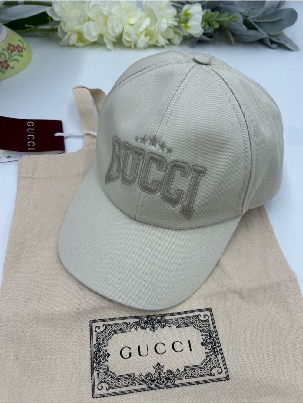Unisex, Gucci, cotton embroidered logo baseball cap size medium adjustable